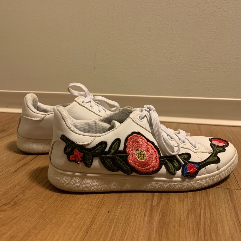 White Floral Sneakers